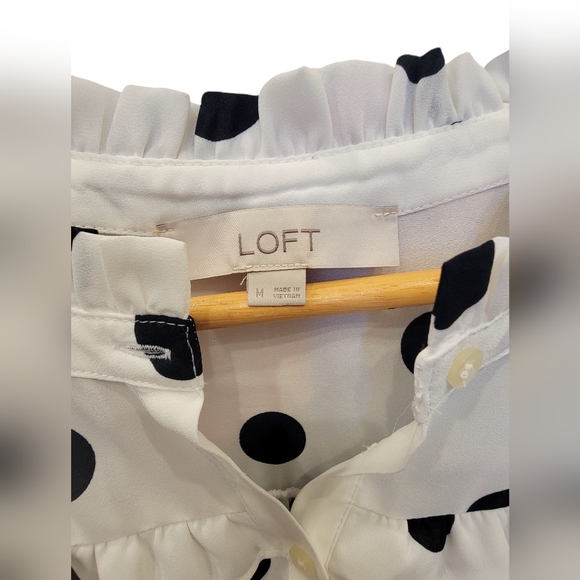 LOFT M Polka Dot Shell With Ruffle Detail - Picture 3 of 3
